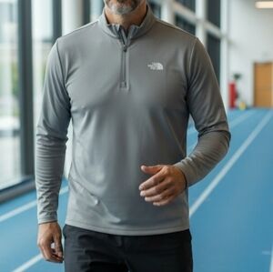 The North Face Light Gray Quarter-Zip Top
